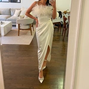 Celina Slip Midi Feathered Dress